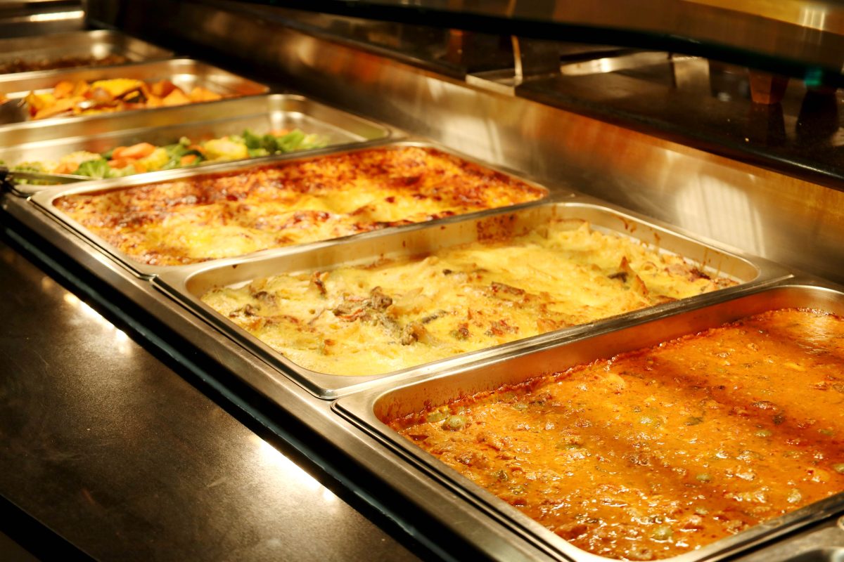 A wide selection of hot baked dishes at Twin City Hotel buffet