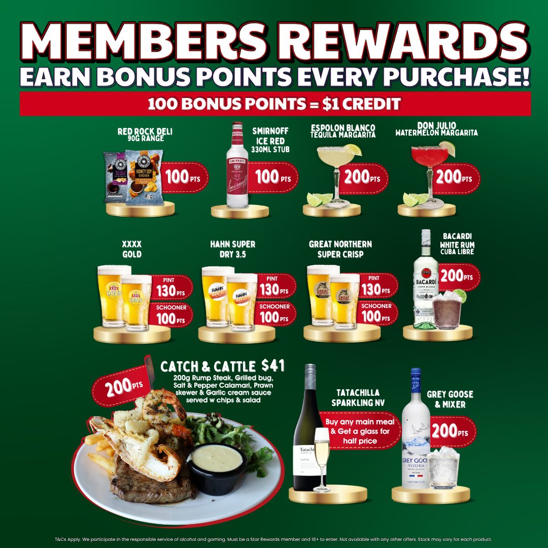 Earn points when you purchase a meal or drink from our Members Rewards!
